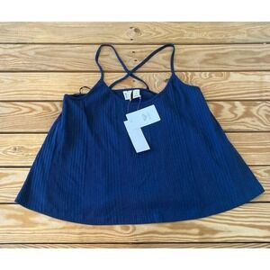 NWT $30 Roxy Ribbed Tank Top Size Large Women’s Navy